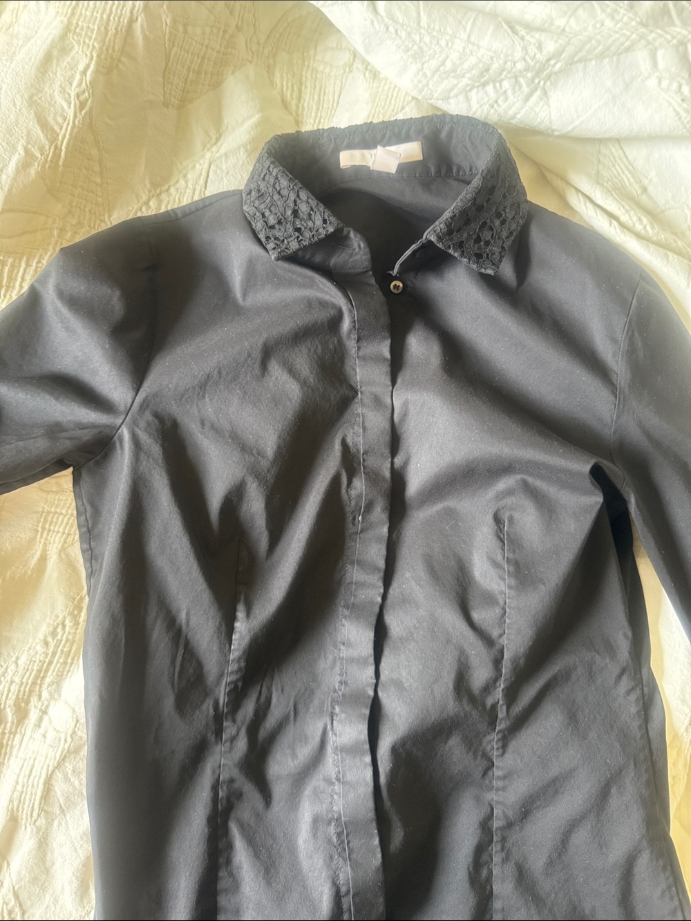 Hugo Boss Black Button-Down Shirt with Textured Collar